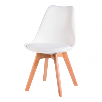 Стул обеденный DOBRIN JERRY SOFT, ножки светлый бук, цвет сиденья белый (W-02)