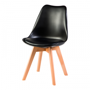 Стул обеденный DOBRIN JERRY SOFT, ножки светлый бук, цвет сиденья чёрный (B-03)