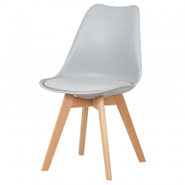 Стул обеденный DOBRIN JERRY SOFT, ножки светлый бук, цвет сиденья светло-серый (GR-01)