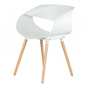 Стул обеденный DOBRIN ALIEN, ножки светлый бук, цвет белый (W-02)