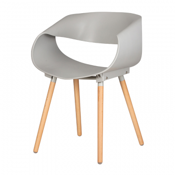 Стул обеденный DOBRIN ALIEN, ножки светлый бук, цвет светло-серый (GR-01)