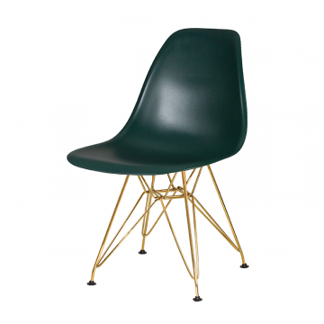 Стул обеденный DOBRIN DSR, ножки золотые, цвет тёмно-зеленый (G-13)