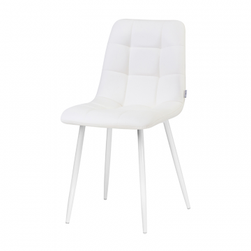 Стул обеденный DOBRIN ALEX, белые ножки, белая экокожа (P-02)