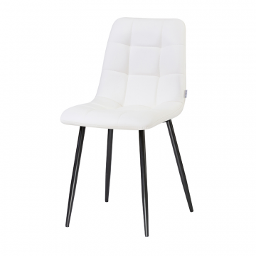 Стул обеденный DOBRIN ALEX, черные матовые ножки, белая экокожа (P-02)