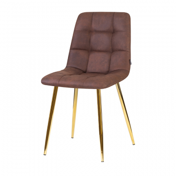 Стул обеденный DOBRIN ALEX, золотые ножки, коричневая микрофибра (PK-03)
