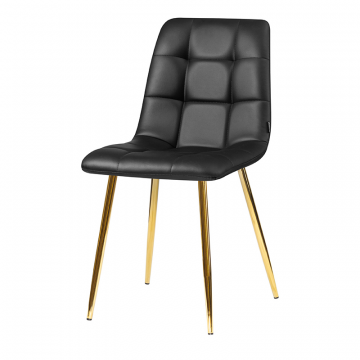 Стул обеденный DOBRIN ALEX, золотые ножки, чёрная экокожа (P-01)