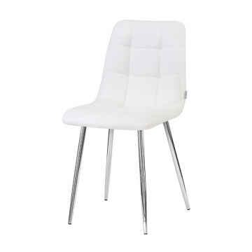 Стул обеденный DOBRIN ALEX, хром ножки, белая экокожа (P-02)