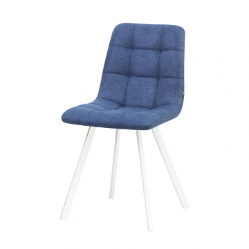 Стул обеденный DOBRIN ALEX SQUARE, белые ножки, синяя ткань (UF860-14B)