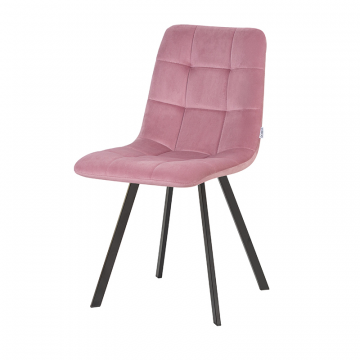 Стул обеденный DOBRIN ALEX SQUARE, черные матовые ножки, розовый велюр (V108-15)