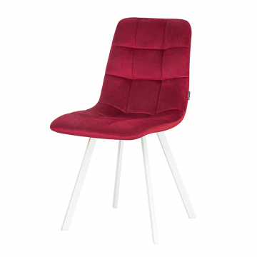 Стул обеденный DOBRIN ALEX SQUARE, белые ножки, бордовый велюр (V108-85)