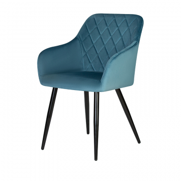 Стул обеденный DOBRIN ROBERT, черные матовые ножки, велюр V108-108 Морская волна