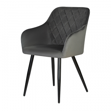 Стул обеденный DOBRIN ROBERT, черные матовые ножки, велюр V108-92 Антрацит