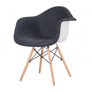 Стул обеденный DOBRIN DAW ROSS, ножки светлый бук, сиденье 012 белый пластик, чёрная ткань