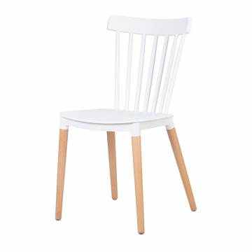 Стул обеденный DOBRIN THEO, ножки светлый бук, цвет белый (W-02)