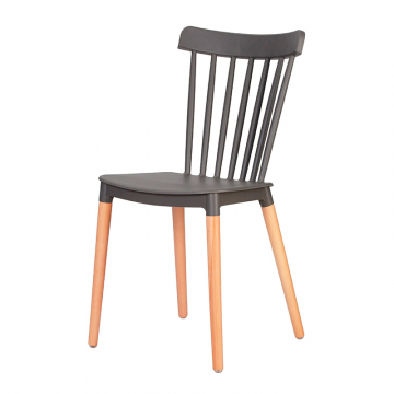 Стул обеденный DOBRIN THEO, ножки светлый бук, цвет темно-серый (GR-04)
