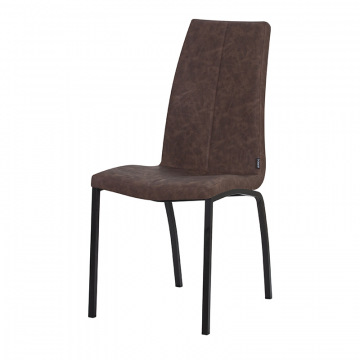 Стул обеденный DOBRIN MARK, черные ножки, коричневая винтажная экокожа (RU-05)