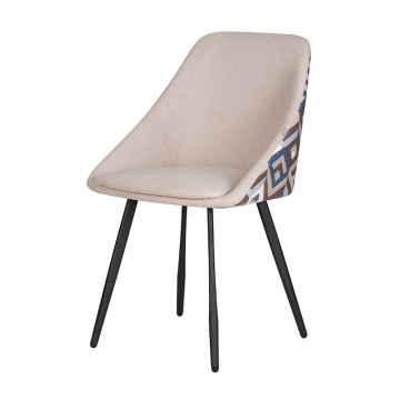 Стул обеденный DOBRIN MARKUS, ЭМАЛЬ ЧЕРНЫЙ МУАР ткань Candy Silver+Escada Ocean