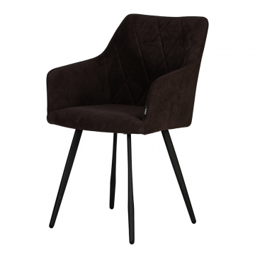 Стул обеденный DOBRIN ROBY, ЭМАЛЬ ЧЕРНЫЙ МУАР велюр Catania Espresso