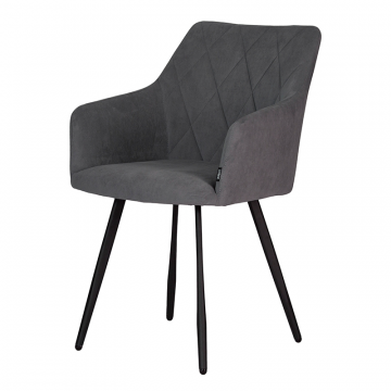 Стул обеденный DOBRIN ROBY, ЭМАЛЬ ЧЕРНЫЙ МУАР велюр Catania Silver