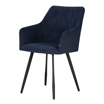 Стул обеденный DOBRIN ROBY, ЭМАЛЬ ЧЕРНЫЙ МУАР велюр Catania Dark Blue