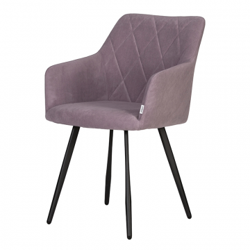 Стул обеденный DOBRIN ROBY, ЭМАЛЬ ЧЕРНЫЙ МУАР велюр Catania Lavender