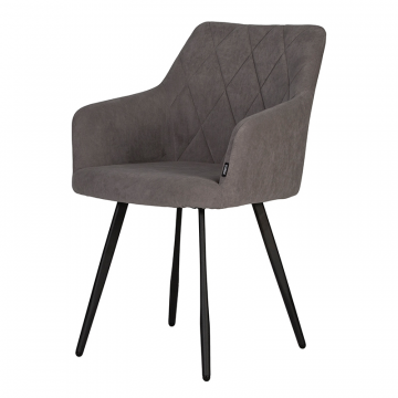 Стул обеденный DOBRIN ROBY, ЭМАЛЬ ЧЕРНЫЙ МУАР велюр Catania Stone