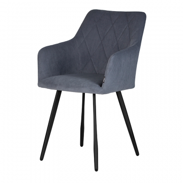 Стул обеденный DOBRIN ROBY, ЭМАЛЬ ЧЕРНЫЙ МУАР велюр Catania Steel