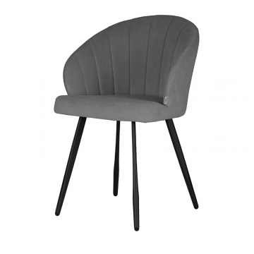 Стул обеденный DOBRIN NAOMI, ЭМАЛЬ ЧЕРНЫЙ МУАР велюр Catania Stone