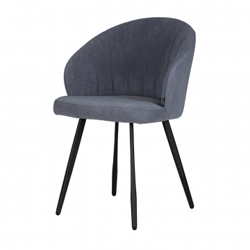 Стул обеденный DOBRIN NAOMI, ЭМАЛЬ ЧЕРНЫЙ МУАР велюр Catania Steel