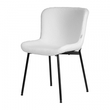 Стул обеденный DOBRIN MILO, черные ножки, белый букле (UF992-01)