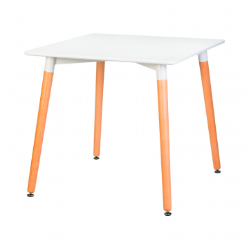 Стол обеденный DOBRIN SERRA, ножки светлый бук, столешница белая