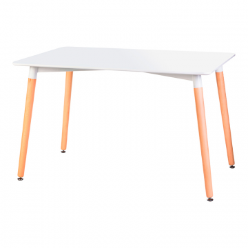 Стол обеденный DOBRIN SERRA WIDE, ножки светлый бук, столешница белая