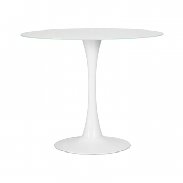 Стол обеденный MIA GLASS, белая столешница, белое основание (W-02)