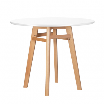 Стол обеденный DOBRIN ALBERT'90, белая столешница, основание светлый бук