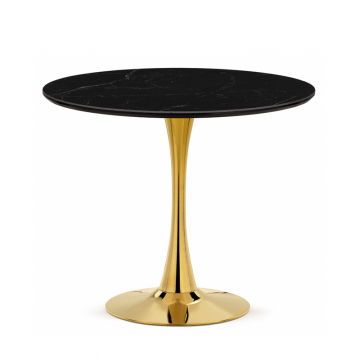 Керамический стол Тулип 90х73 черный мрамор / золото