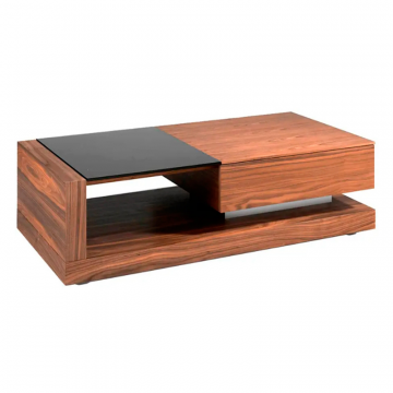 Журнальный столик из ореха с черным стеклом MH1317A /2061