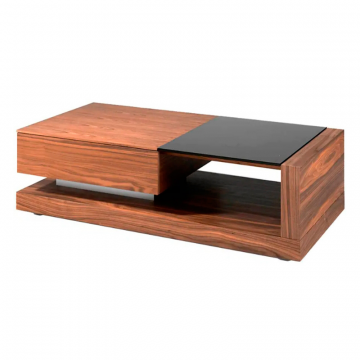 Журнальный столик из ореха с черным стеклом MH1317A /2061