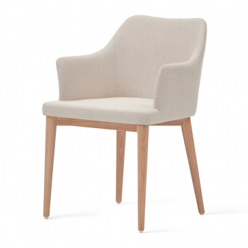 Стул Croft из бежевой синели с ножками из массива ясеня