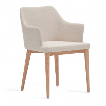 Стул Croft из бежевой синели с ножками из массива ясеня