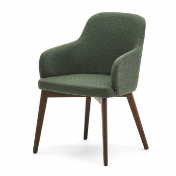 Стул Nelida из зеленой синели с ножками в темной отделке