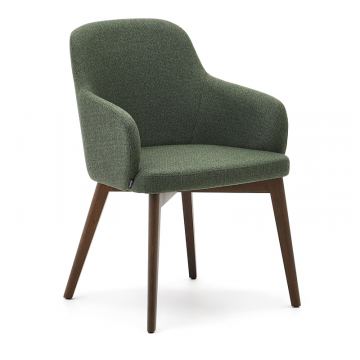 Стул Nelida из зеленой синели с ножками в темной отделке