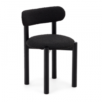 Nebai Стул из черной ткани букле и массива дуба с черной отделкой