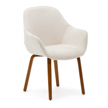 Aleli Стул из белой синели и ножками из ясеня с отделкой под орех