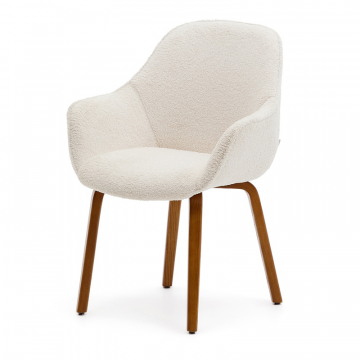 Aleli Стул из белой синели и ножками из ясеня с отделкой под орех