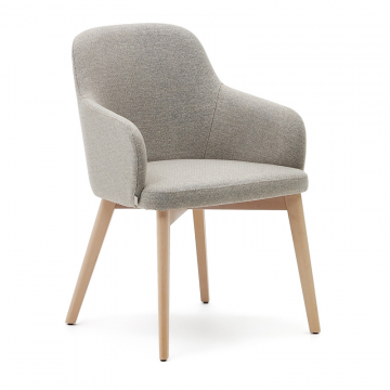 Стул Nelida из коричневой синели с ножками в натуральной отделке