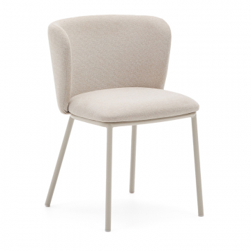 Стул Ciselia из бежевого шенилла и бежевой стали