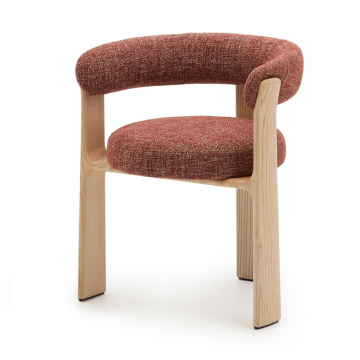 Granite Стул на 3 ножках из терракотового шенилла и массива ясеня в натуральной отделке