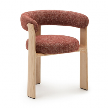 Granite Стул на 3 ножках из терракотового шенилла и массива ясеня в натуральной отделке