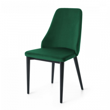 Стул Roxie черного дерева черный бархатный зеленый