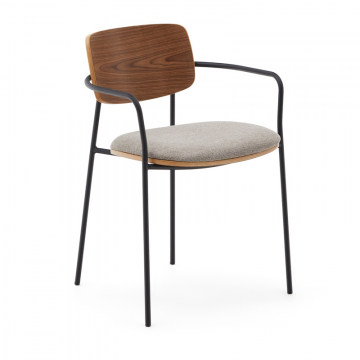 Стул Maureen со шпоном ореха и металлом в черной отделке